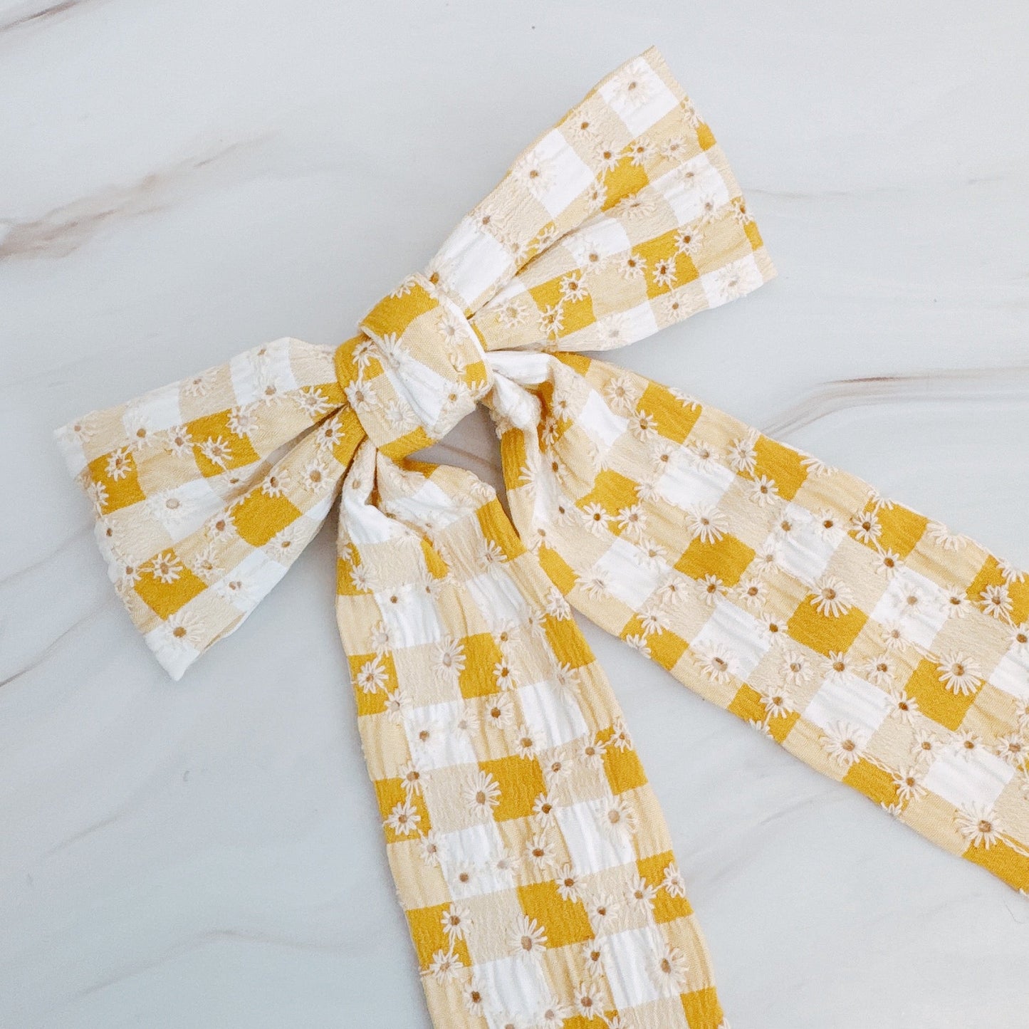 Daisy Picnic Gingham Bow Hair Clip by Ellisonyoung.com
