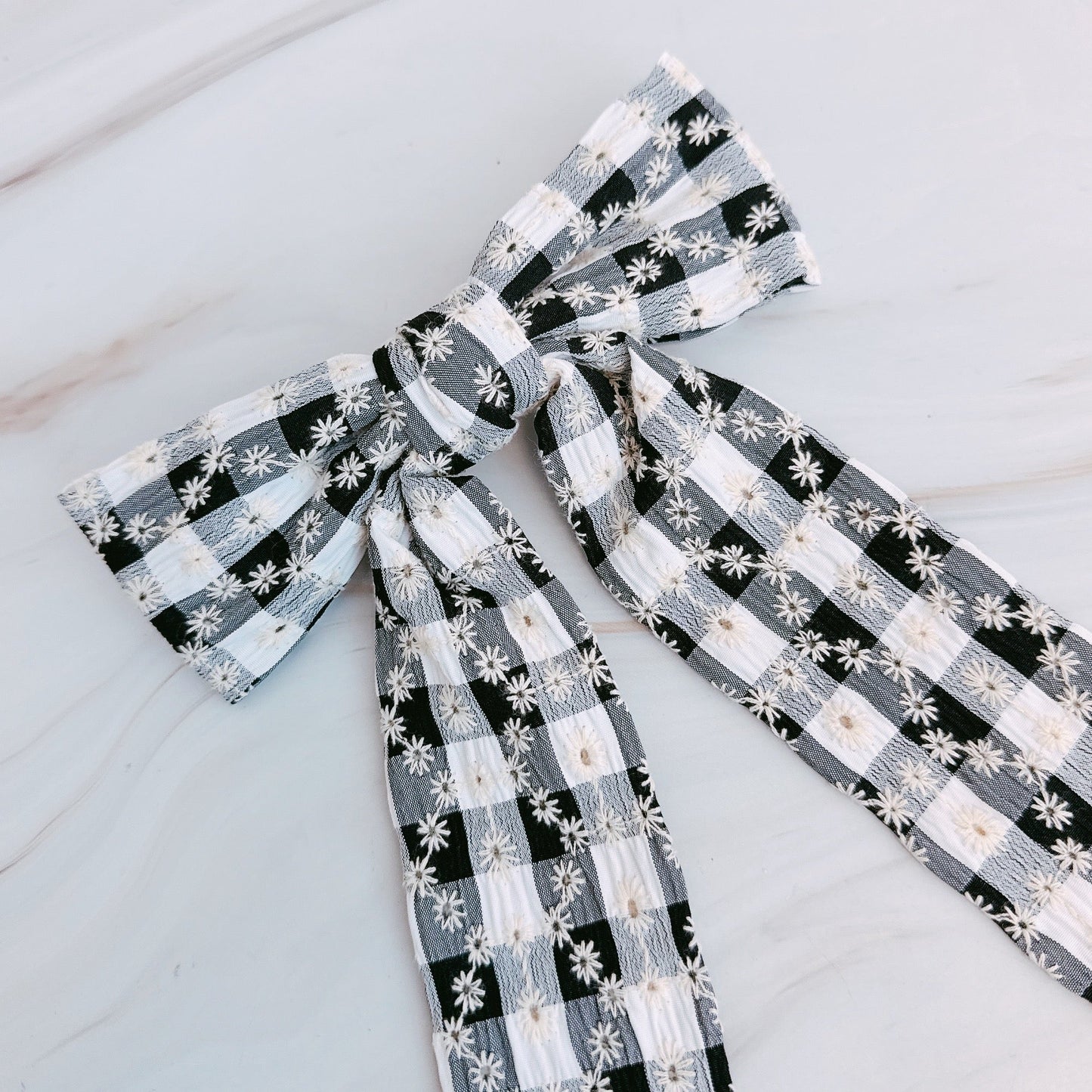 Daisy Picnic Gingham Bow Hair Clip by Ellisonyoung.com