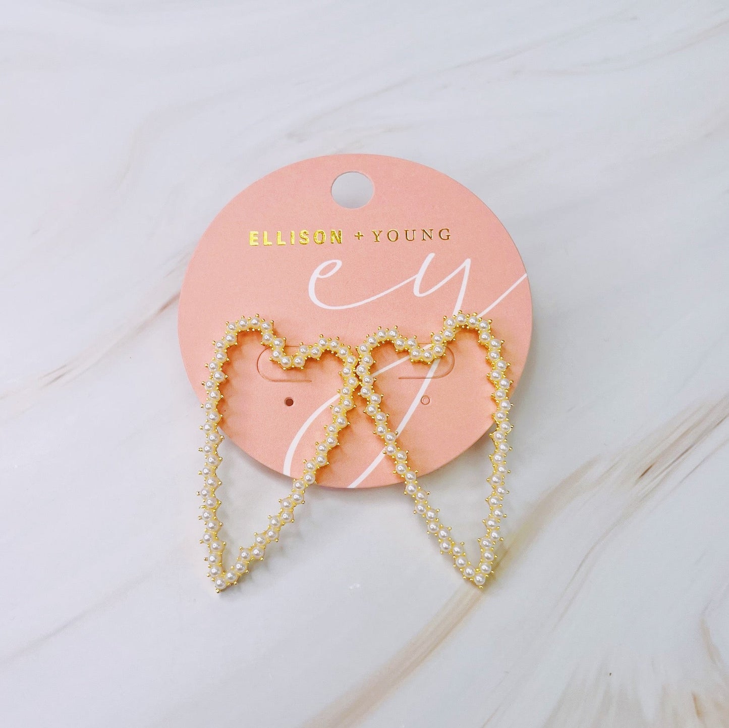 Pearl Encrusted Heart Earrings by Ellisonyoung.com