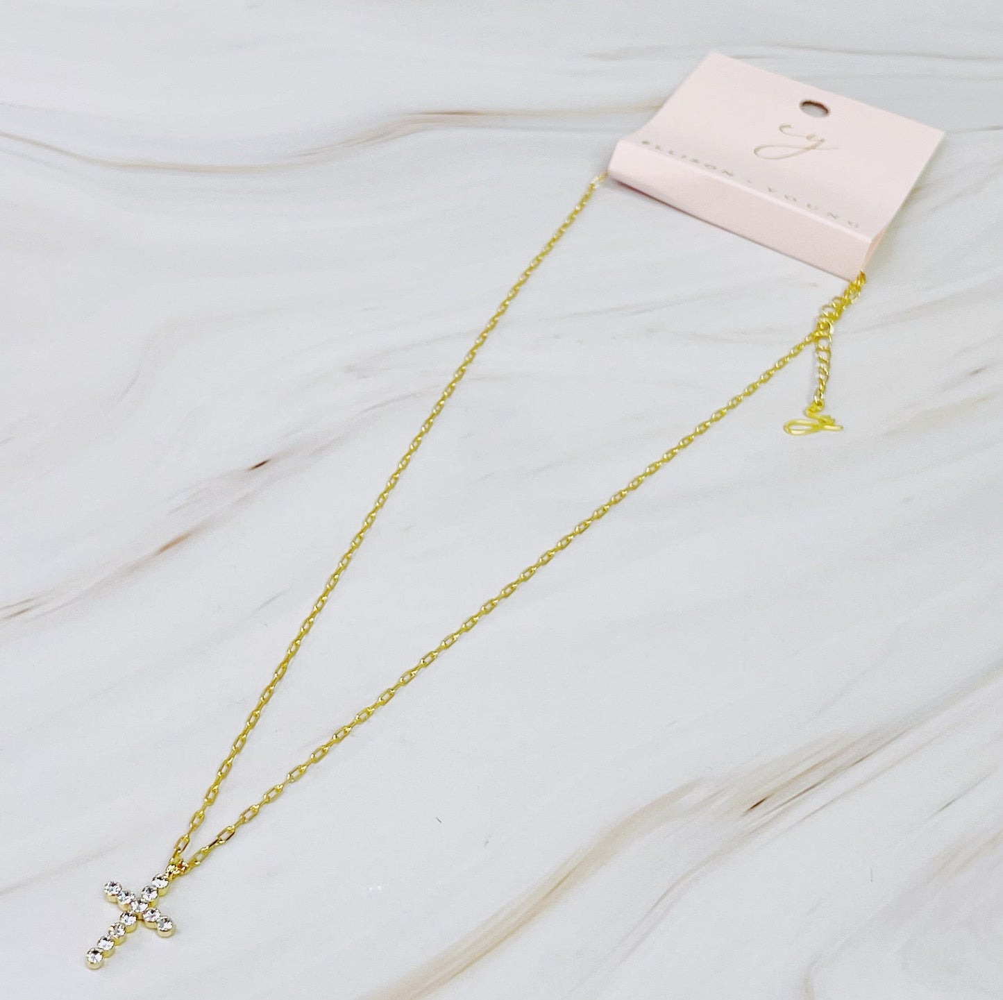 Faceted Crystal Cross Necklace by Ellisonyoung.com