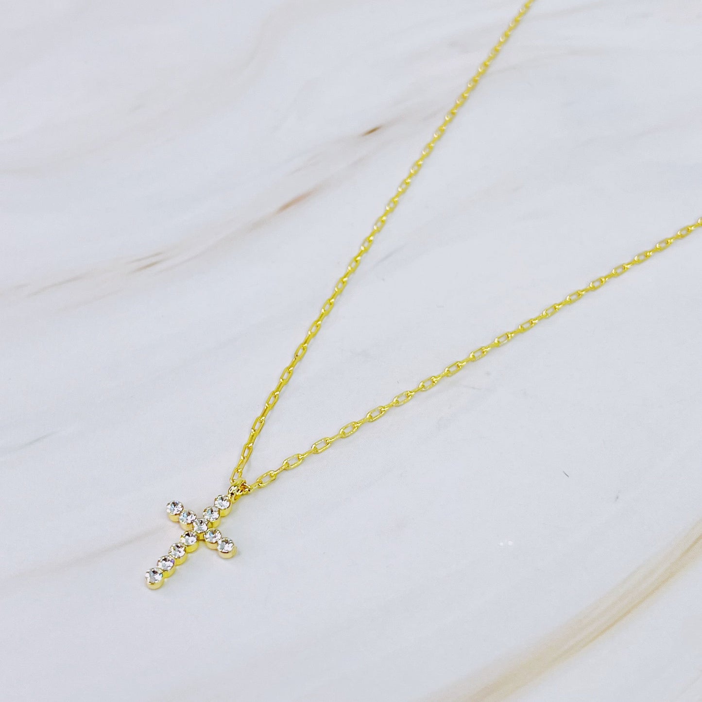Faceted Crystal Cross Necklace by Ellisonyoung.com