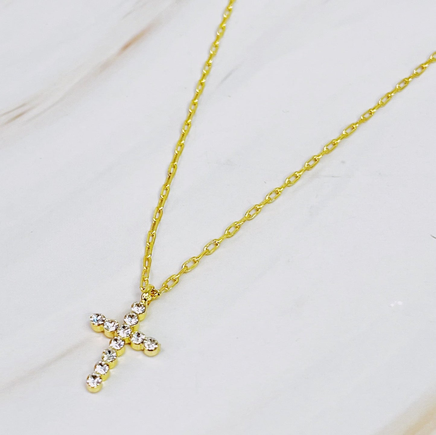 Faceted Crystal Cross Necklace by Ellisonyoung.com