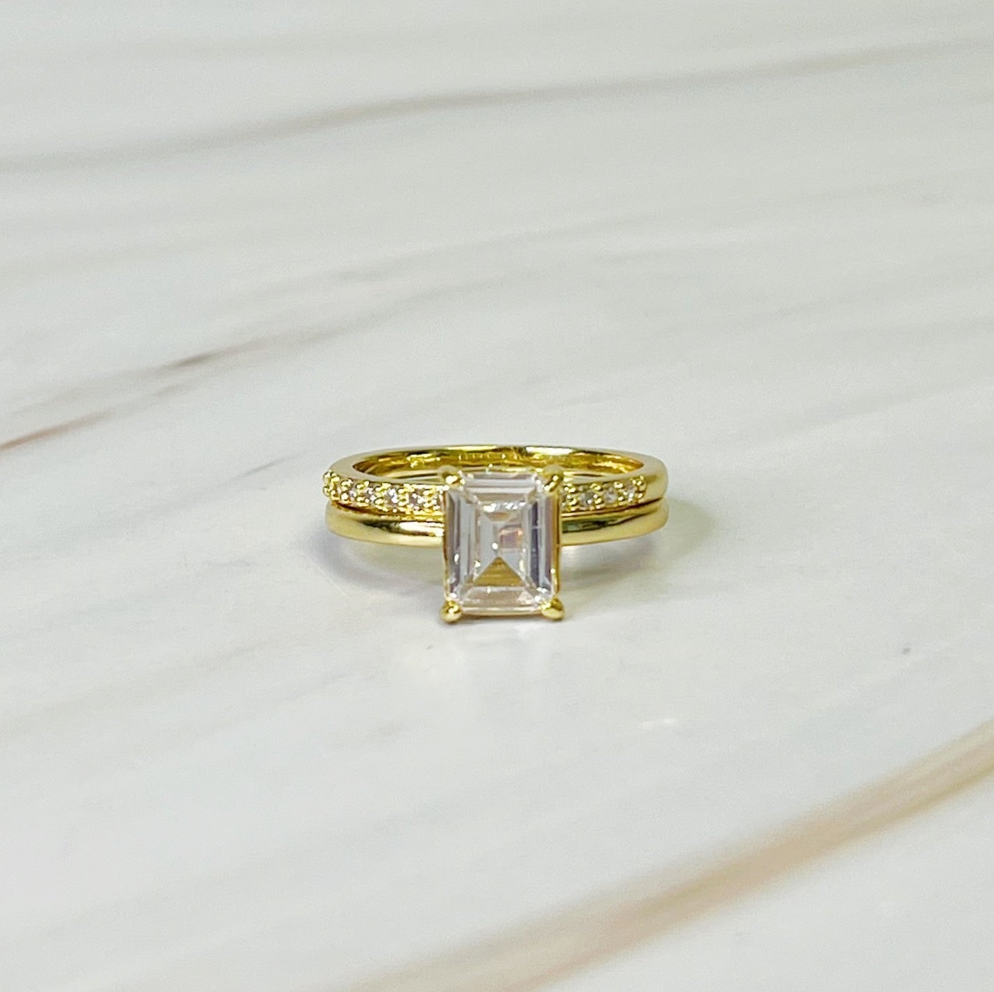 Emerald Cut Solitaire Ring Set Of 2 by Ellisonyoung.com