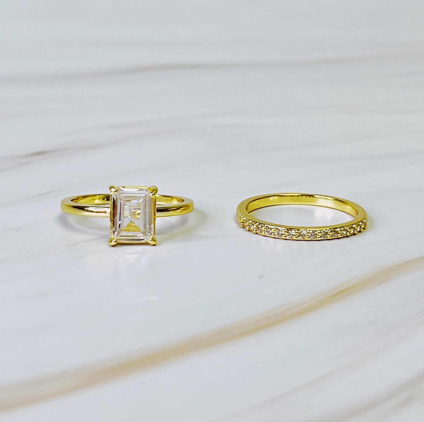 Emerald Cut Solitaire Ring Set Of 2 by Ellisonyoung.com