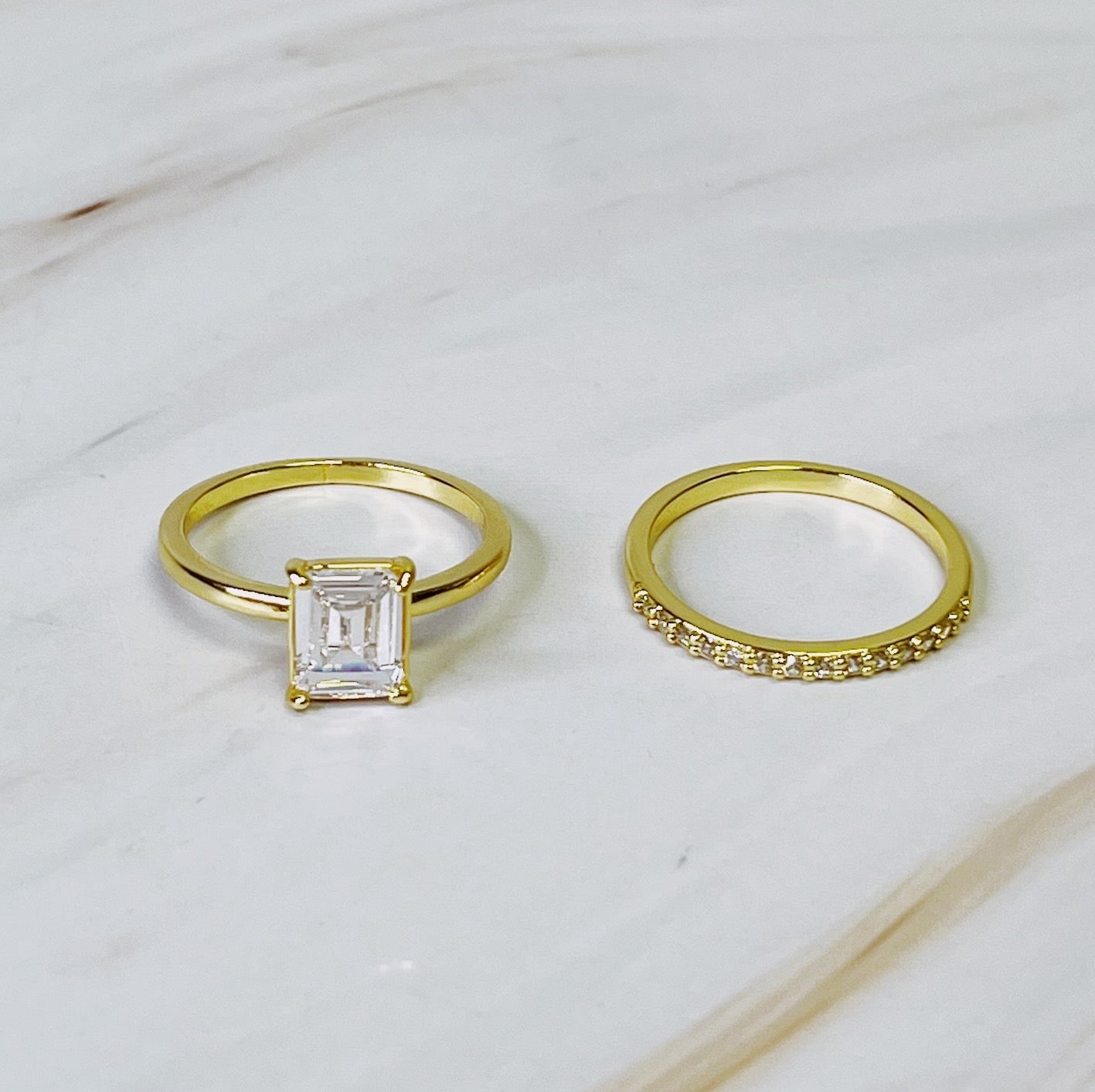 Emerald Cut Solitaire Ring Set Of 2 by Ellisonyoung.com