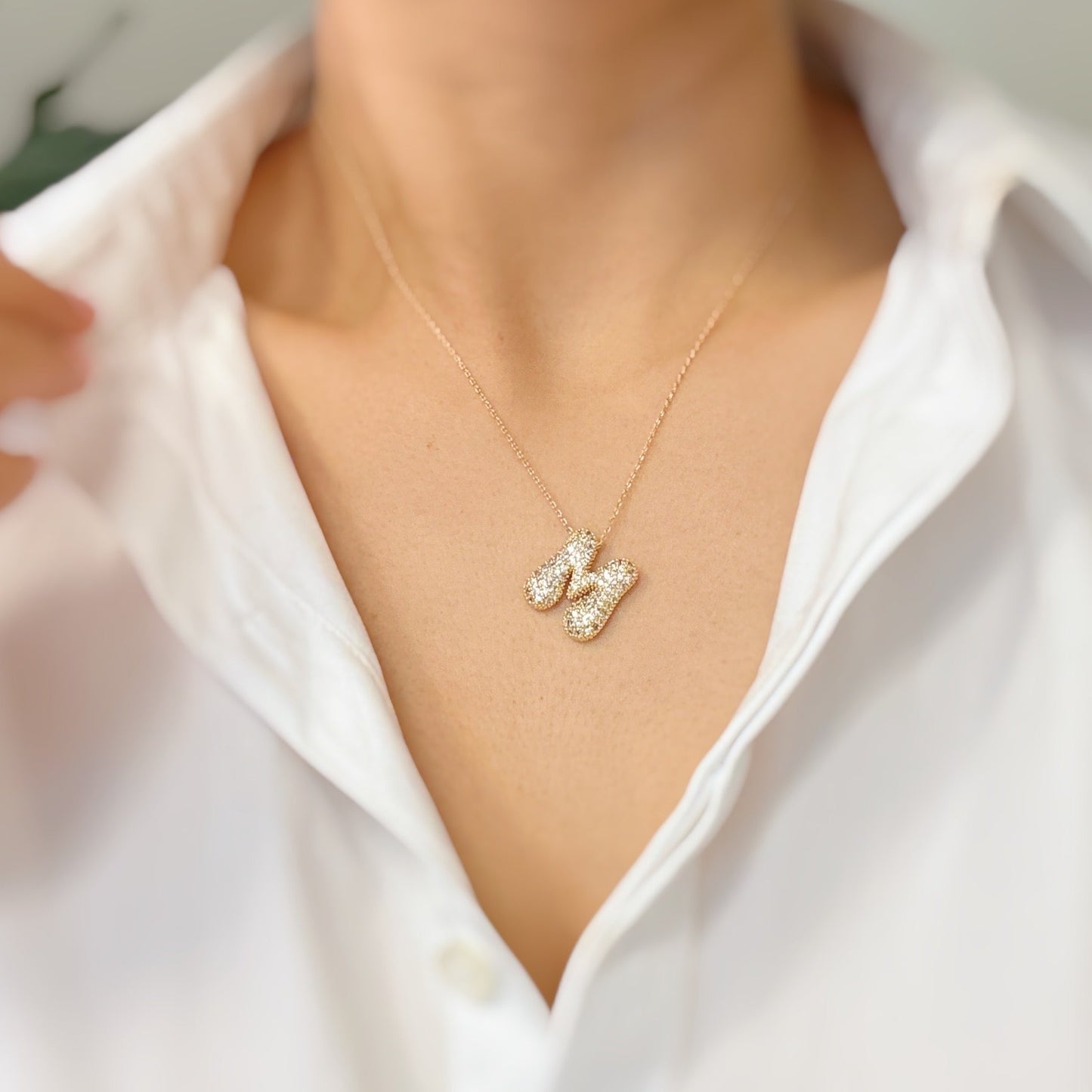 Crystal Bubble Initial Necklace by Ellisonyoung.com
