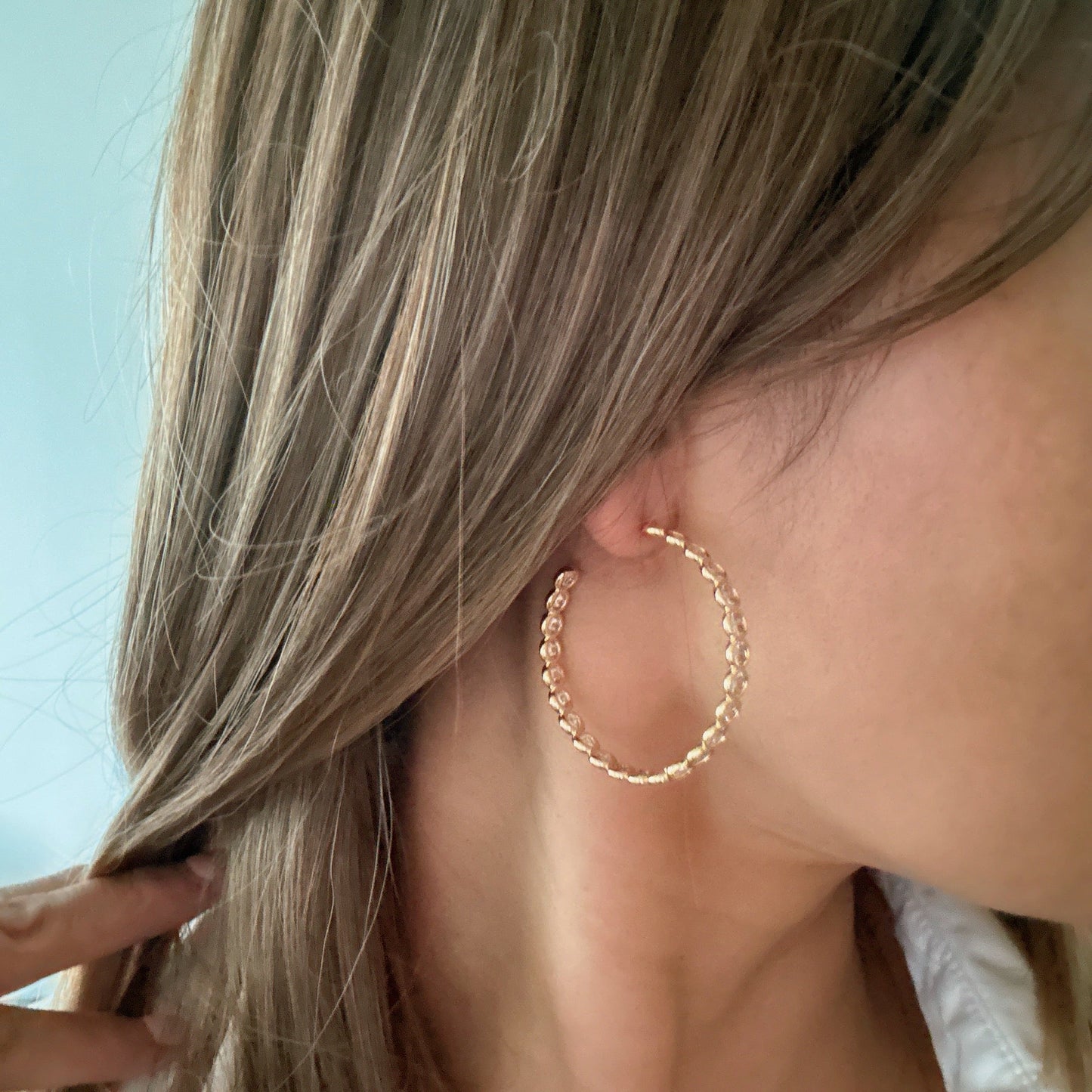 Floating Bezel Crystal Hoop Earrings by Ellisonyoung.com