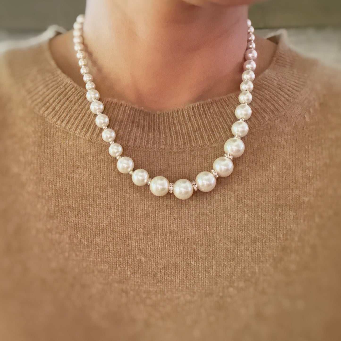 Graduated Glam Pearl Necklace by Ellisonyoung.com