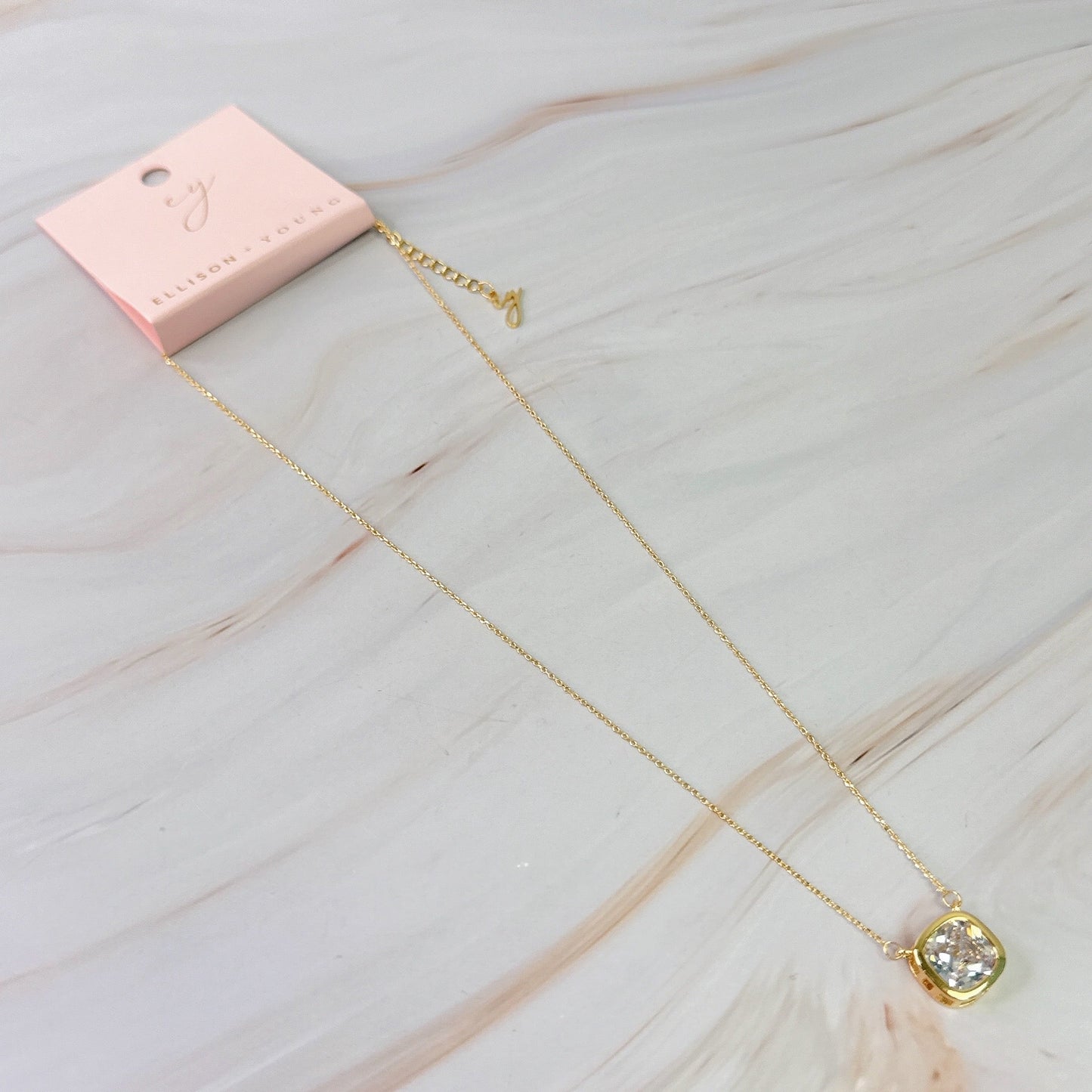 Cushion Cut Bezel Diamond Necklace by Ellisonyoung.com