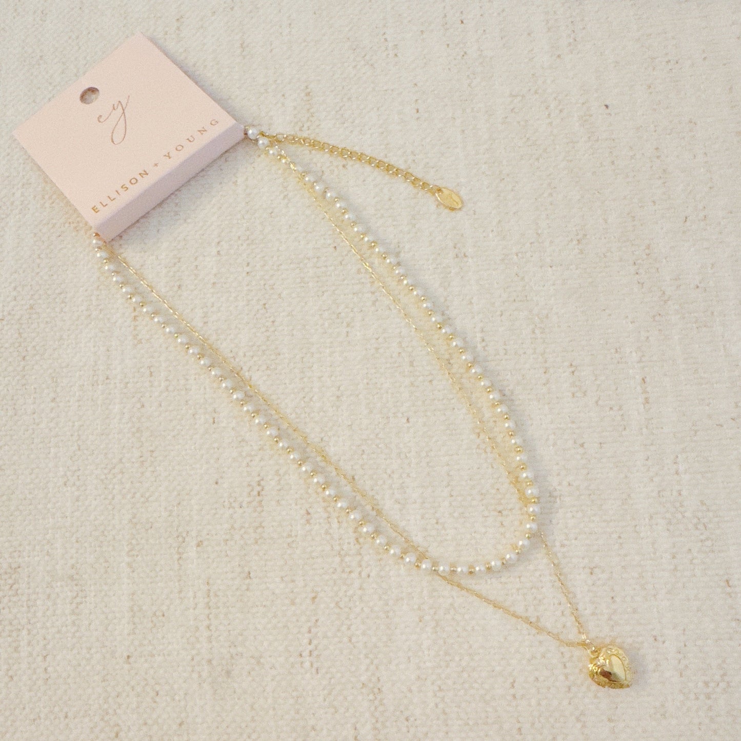 Pearls And Heart Locket Layered Necklace by Ellisonyoung.com