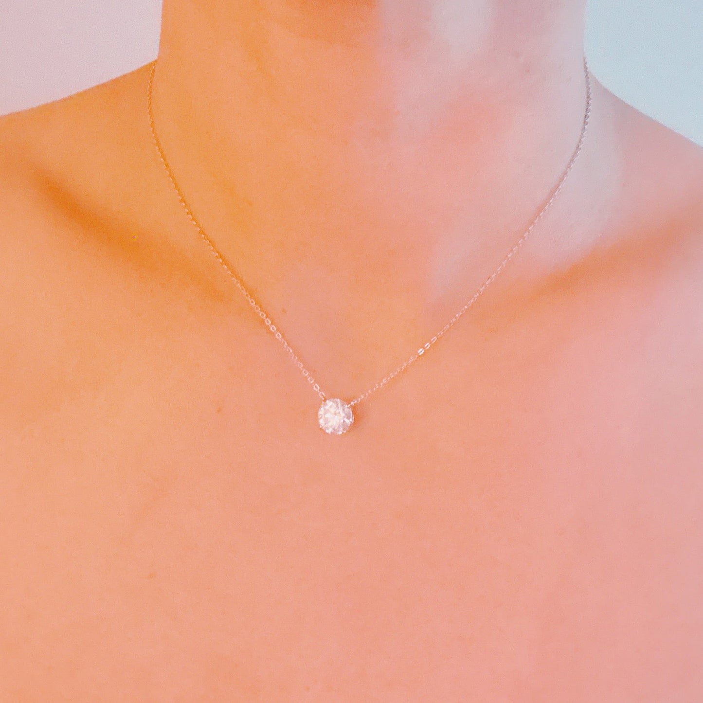 Brilliant Sparkle Moissanite Floating Necklace by Ellisonyoung.com