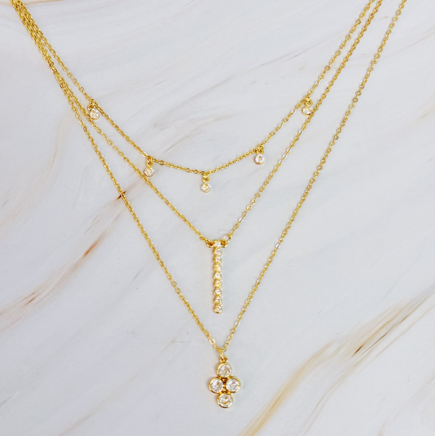 Bezel Crystals Layered Chain Necklace by Ellisonyoung.com