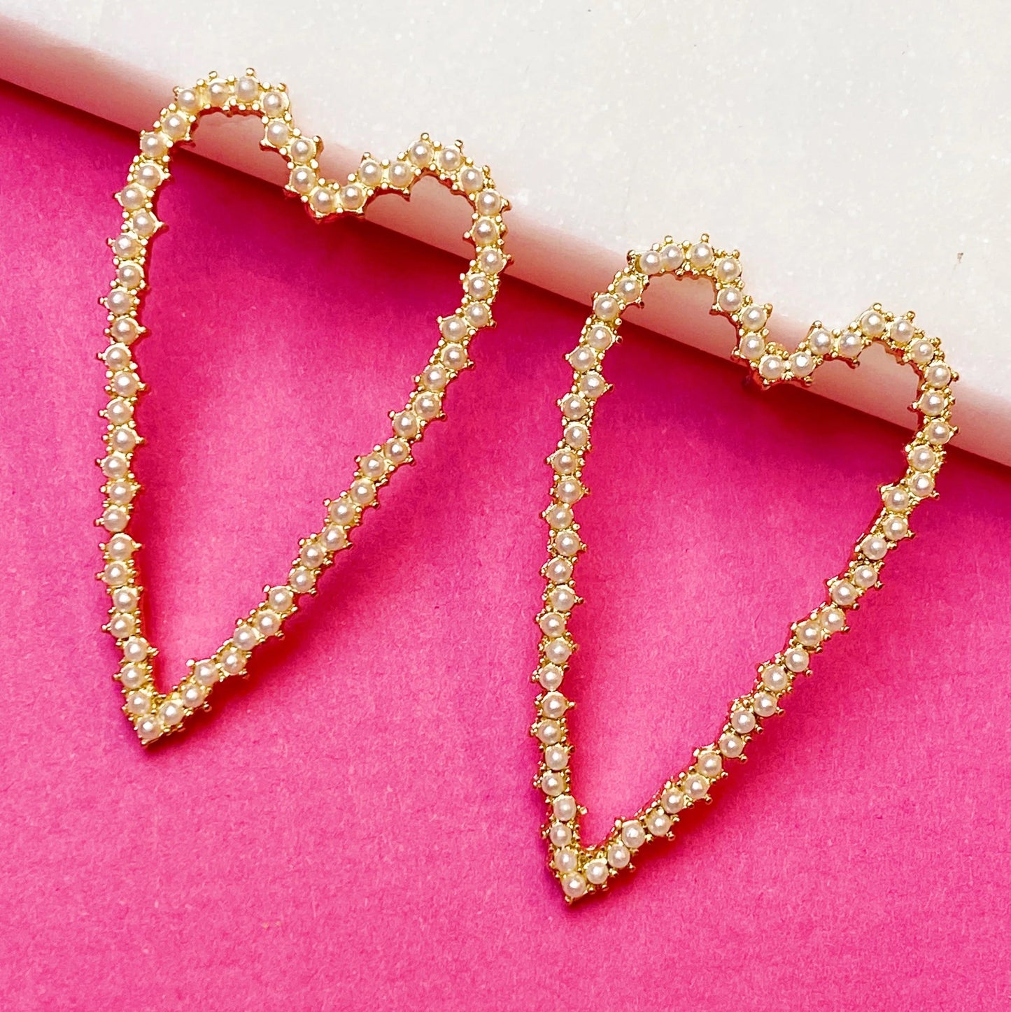 Pearl Encrusted Heart Earrings by Ellisonyoung.com