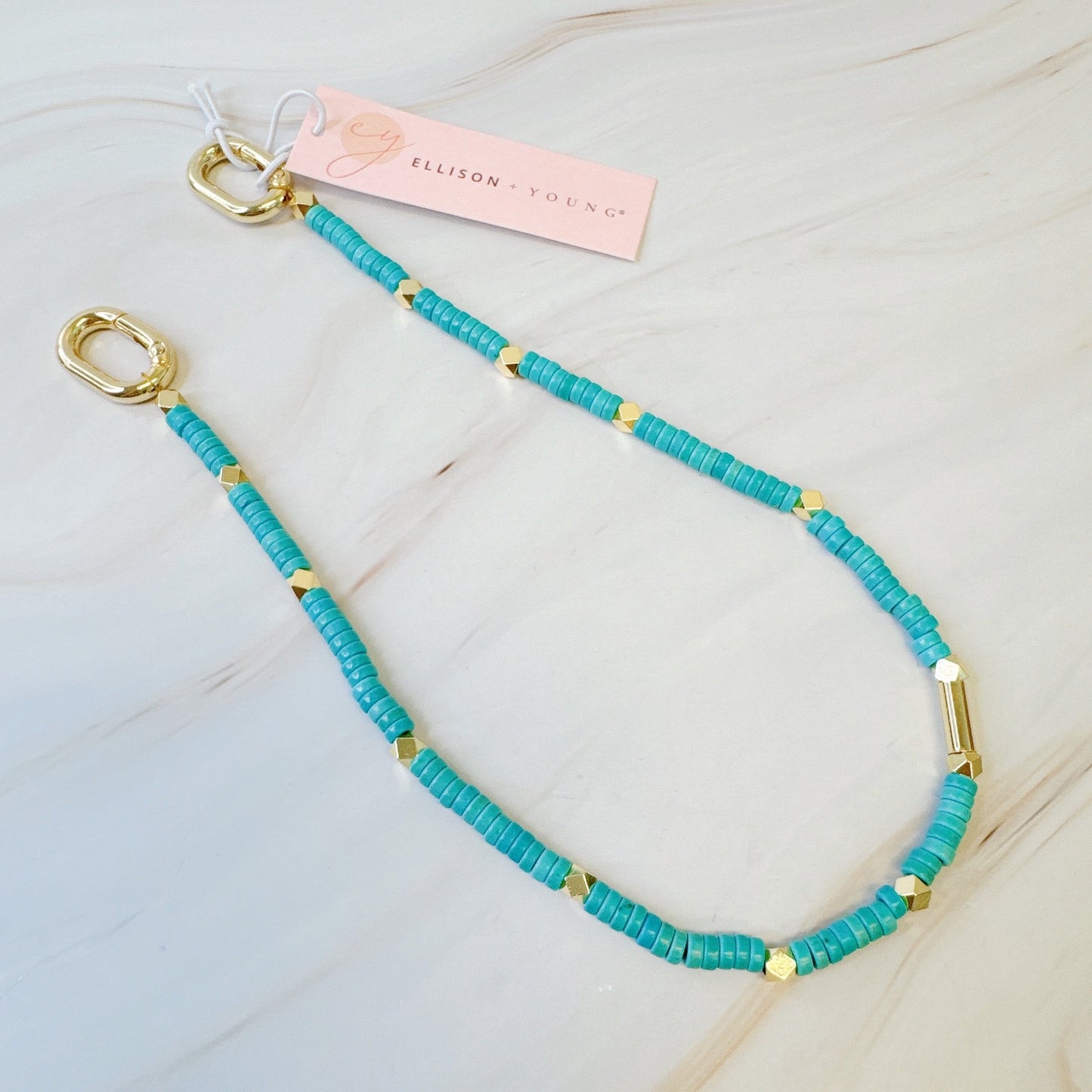Turquoise Golden Edge Bag Charm by Ellisonyoung.com