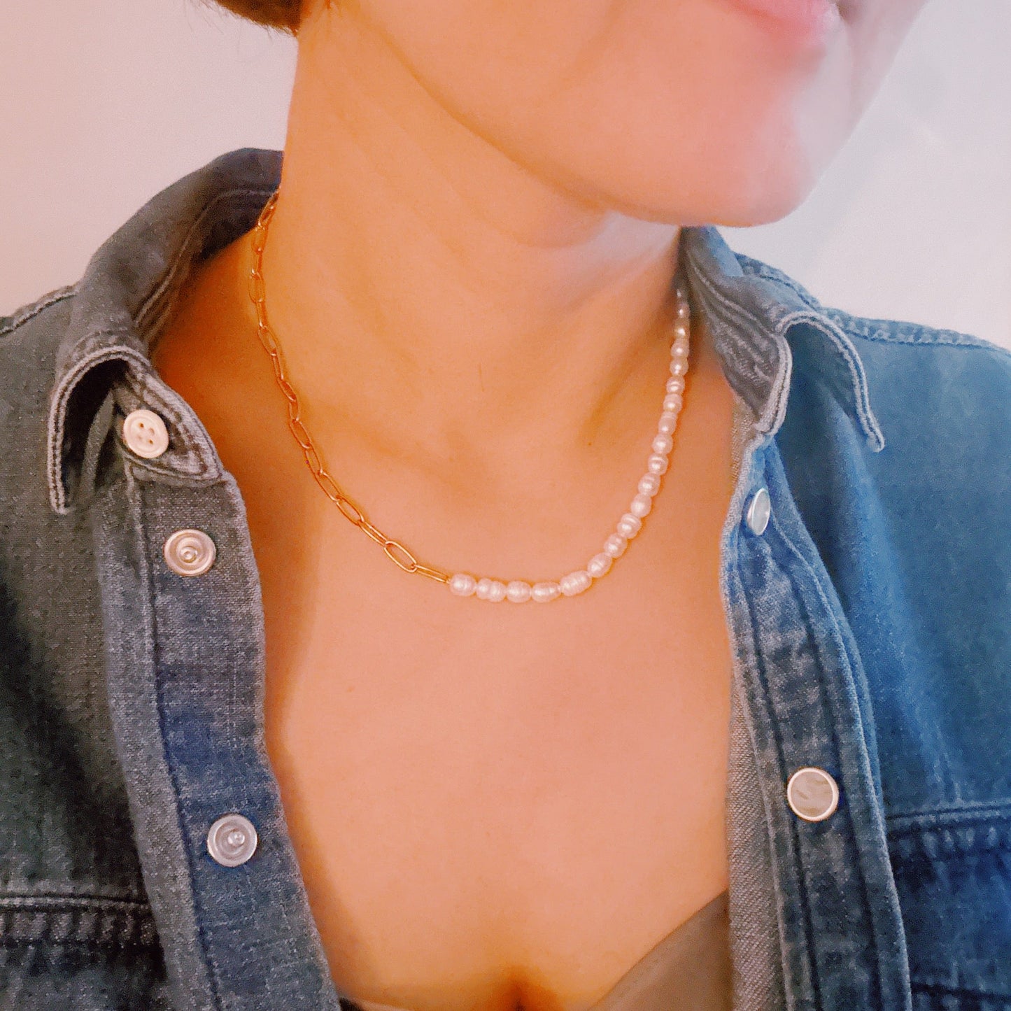 Freshwater Pearls And Chain Necklace by Ellisonyoung.com