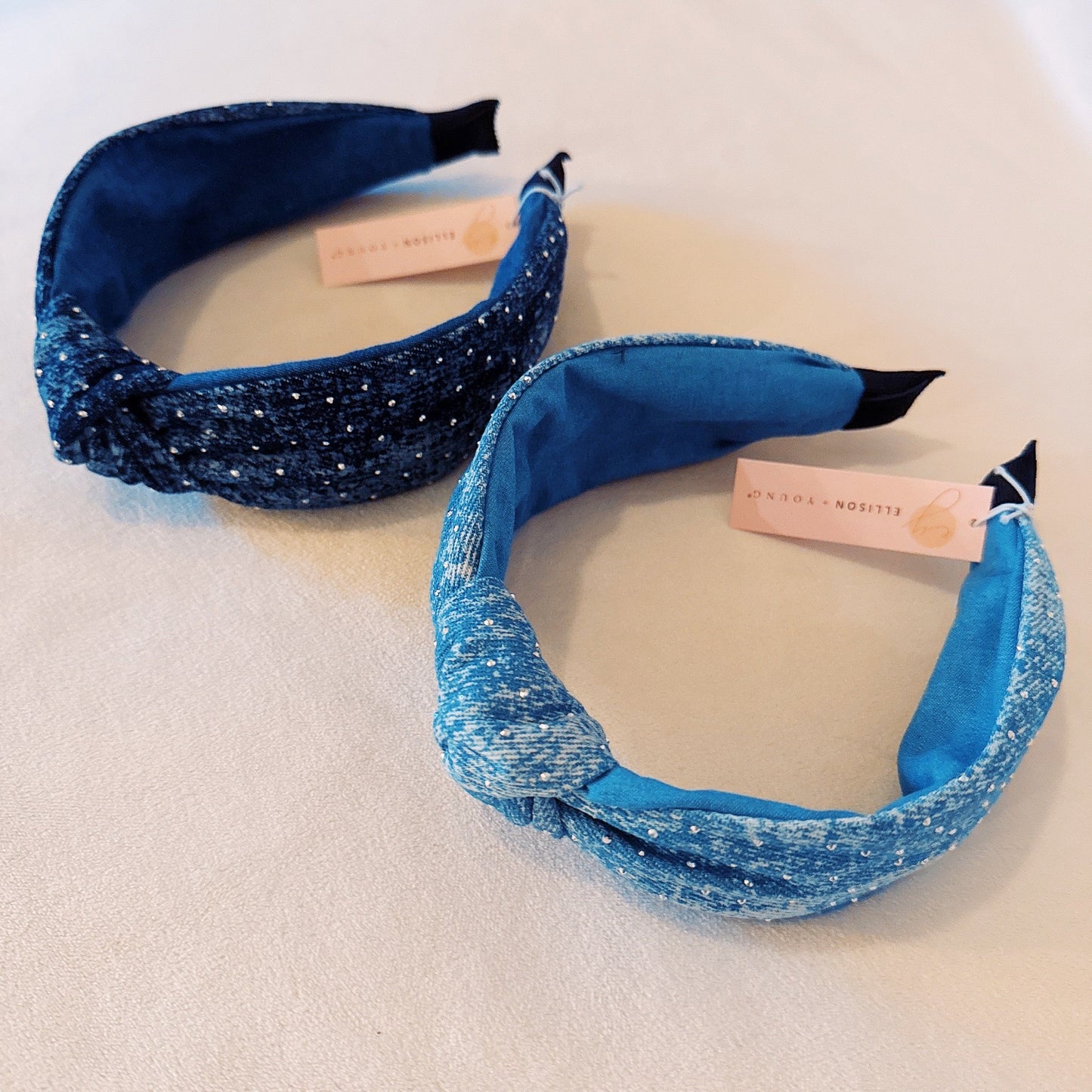 Shine Stud Distressed Jean Headband by Ellisonyoung.com