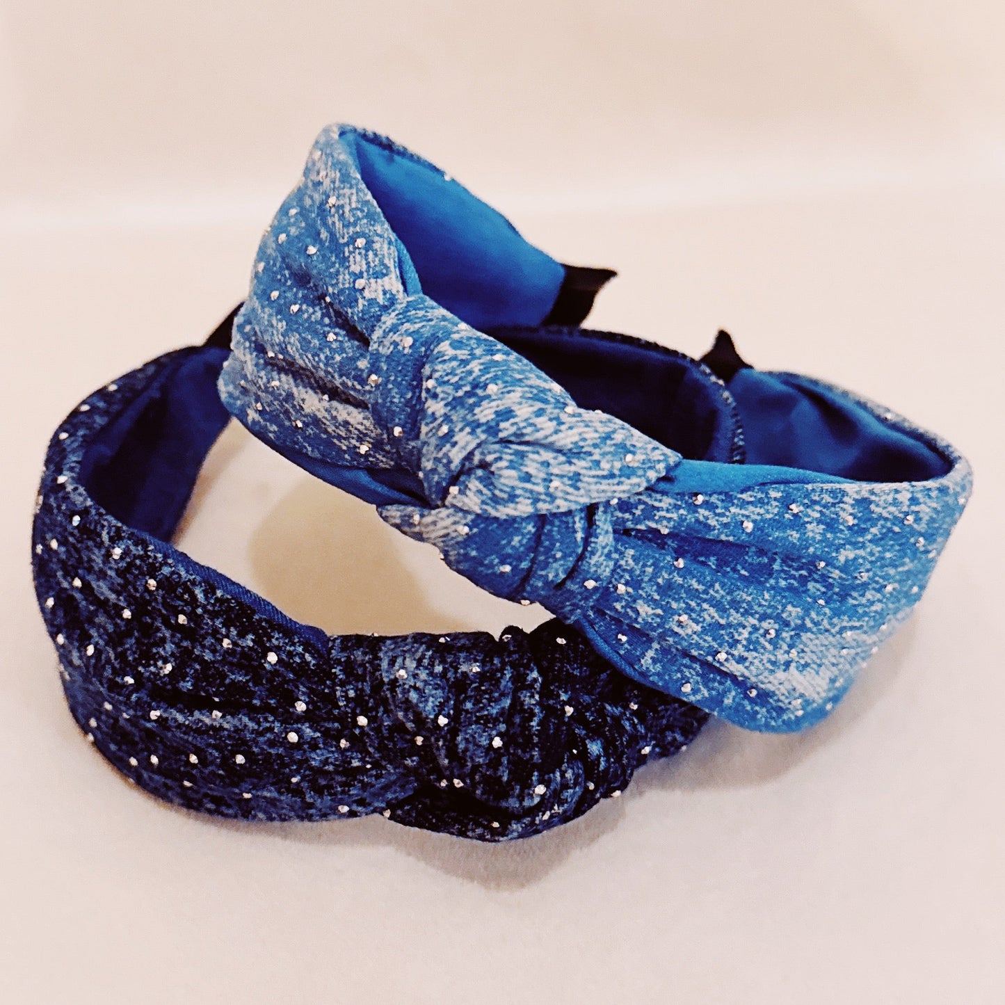 Shine Stud Distressed Jean Headband by Ellisonyoung.com