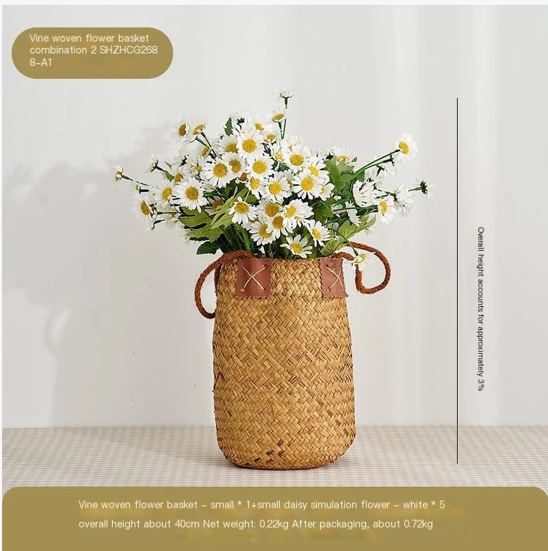 Handwoven Rattan Flower Basket for Creative Decor