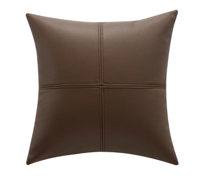 Simple Solid Color Soft Cowhide Light Luxury Leather Pillow Cover