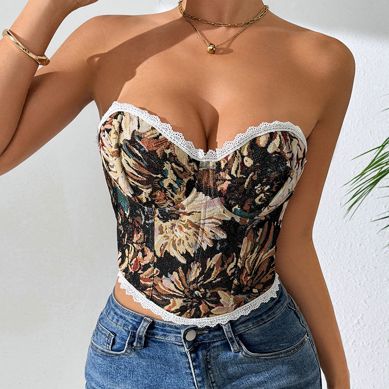 French Style Vintage Vest Tube Top Women's Clothing
