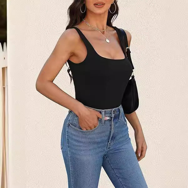 Summer Fashion Sleeveless Vest Square Collar Vest For Women