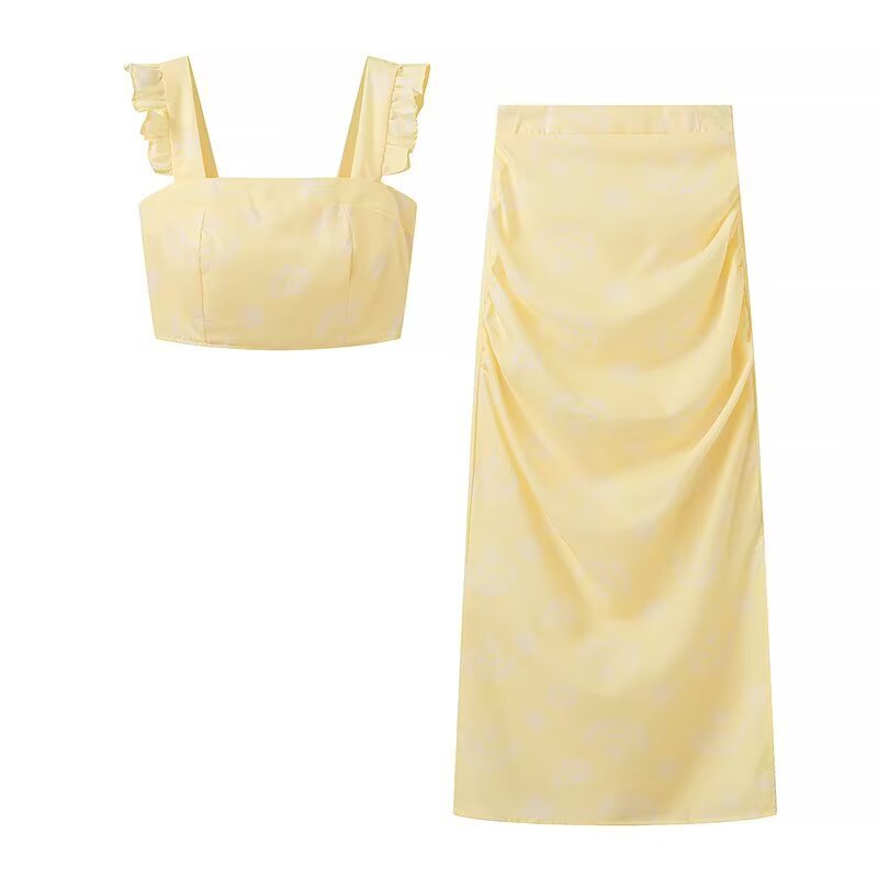 Casual Temperament Top Skirt Printing Suit