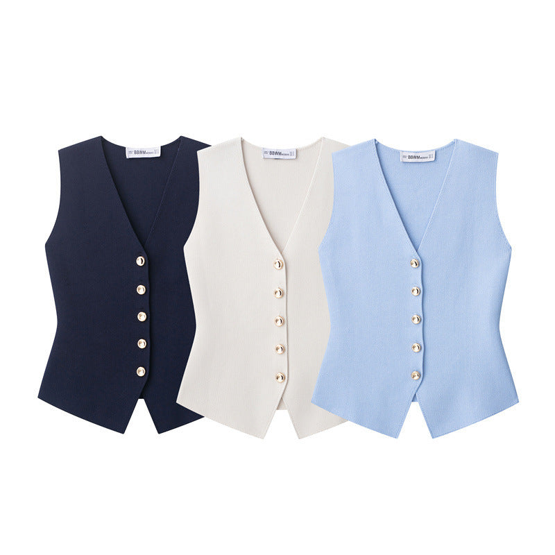 Spring And Summer Style V-neck Flat Needle Vest Top