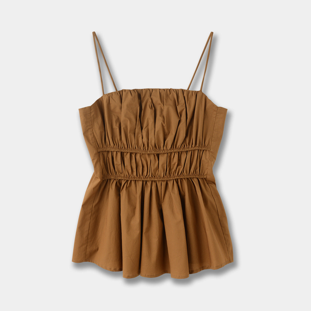 Standard Edition Pleated Camisole Top Brown Easy Matching Waisted Vest