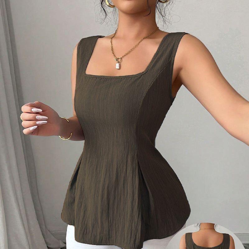 European And American Sleeveless Sling Drawstring Top Women's Clothing