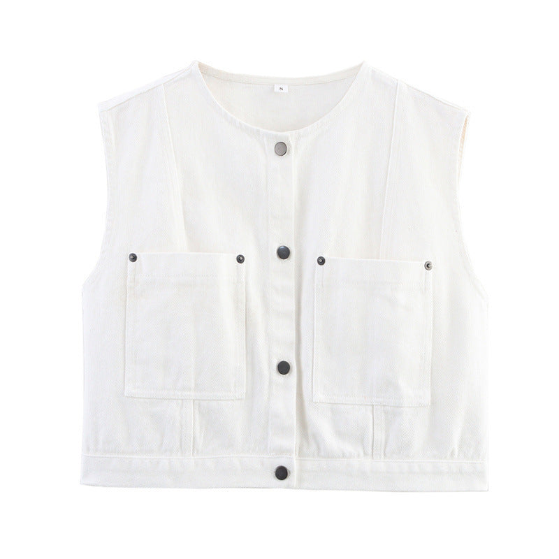 Loose Casual 2-color Denim Vest Top