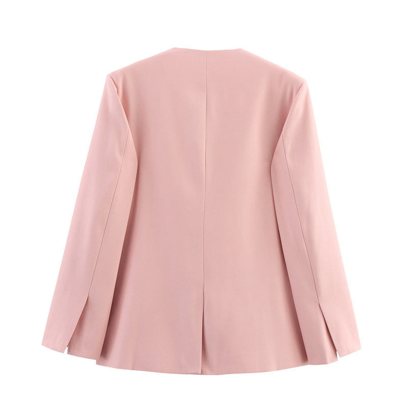 New Casual Exposed Collarless Blazer