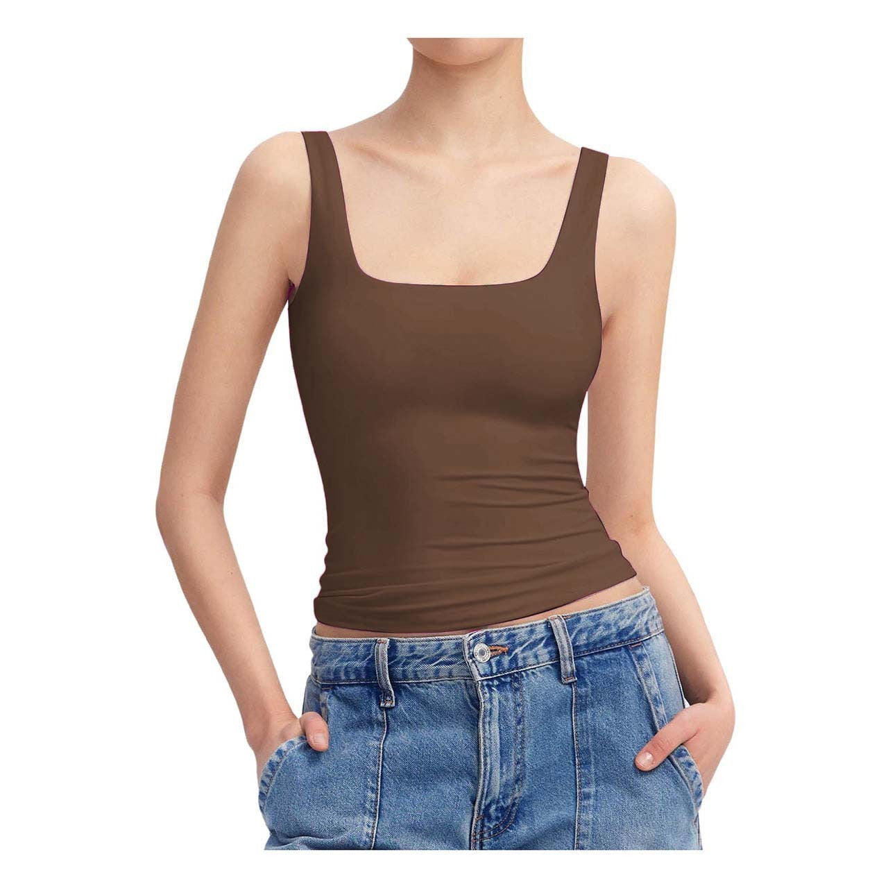 Summer Fashion Sleeveless Vest Square Collar Vest For Women