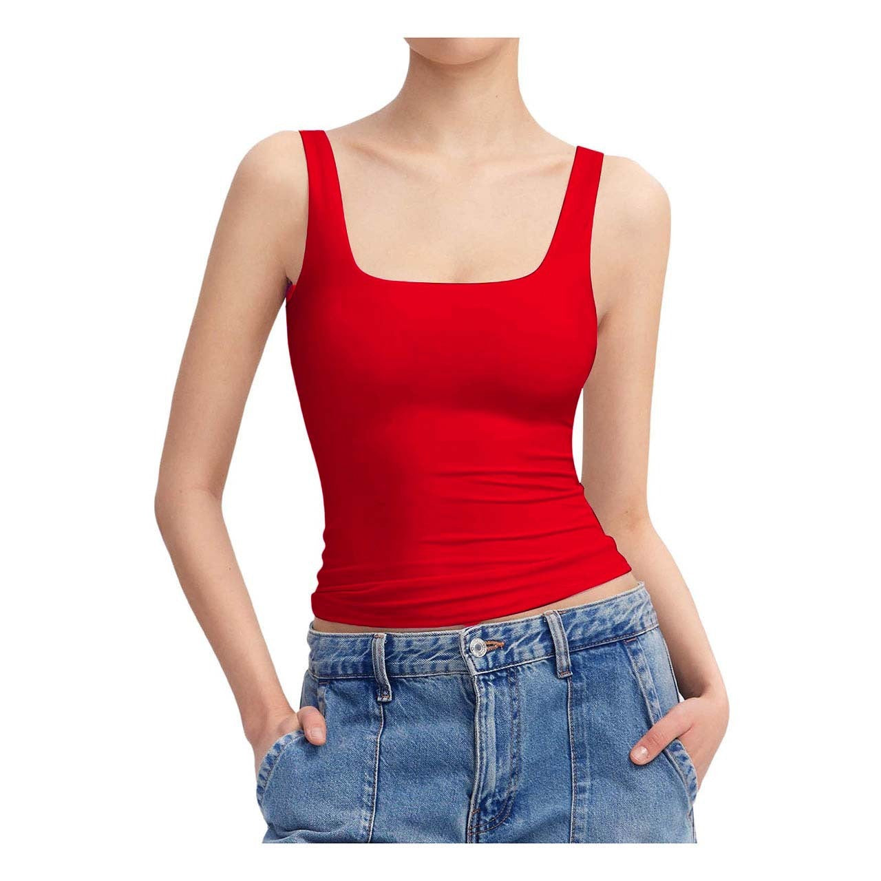 Summer Fashion Sleeveless Vest Square Collar Vest For Women