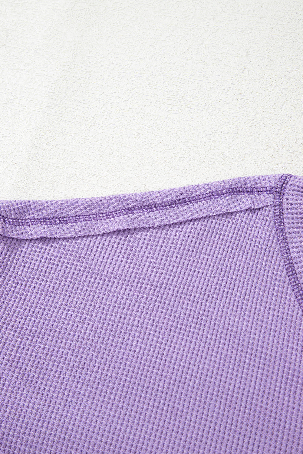Purple Exposed Seam Half Sleeve Knitted V Neck Textured Top