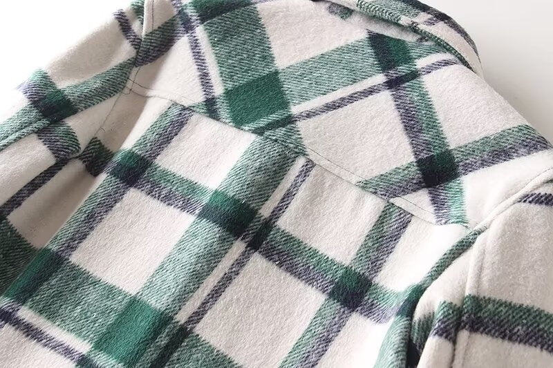 Summer European And American Style Stickers Pocket Decoration Plaid Short Coat