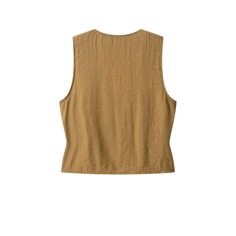 Pure Wind Wrinkle Effect Vest Top