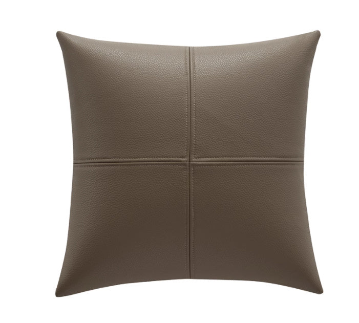 Simple Solid Color Soft Cowhide Light Luxury Leather Pillow Cover