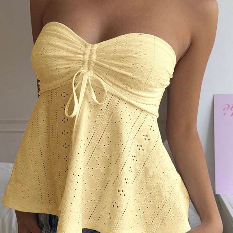 Vacation Style Sleeveless Jacquard Top