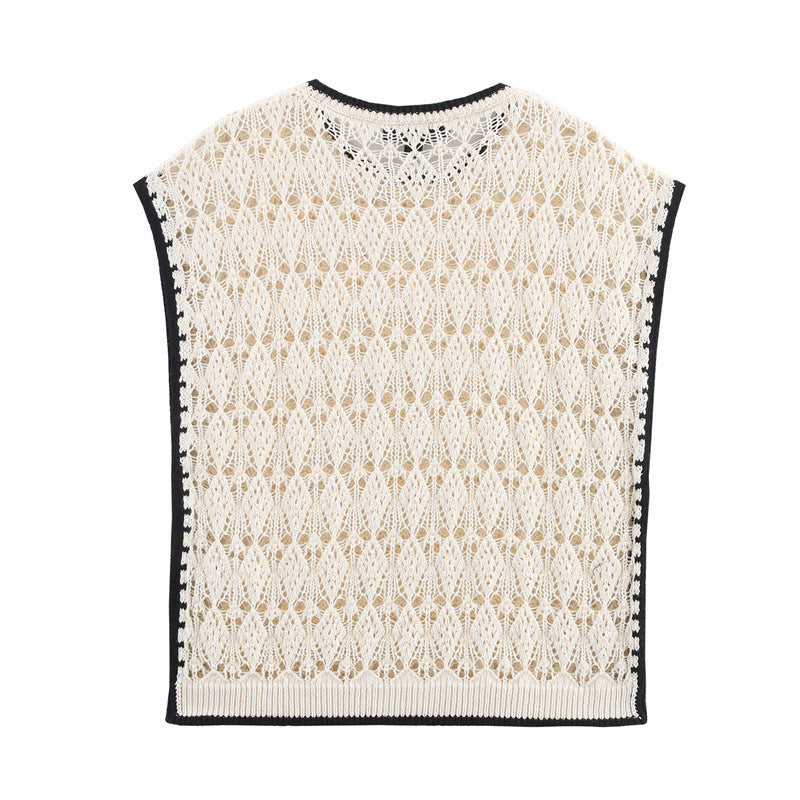 Women's Jacquard Mesh Knitted Vest