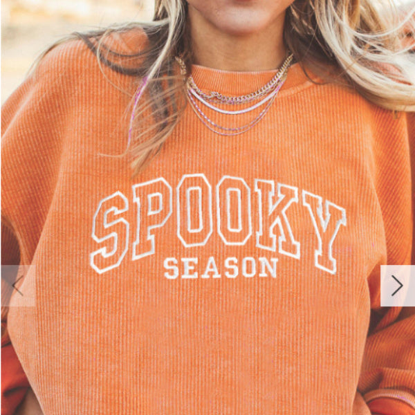Orange Embroidered Letters And Graphics Twisted Ribbed Sweatshirt
