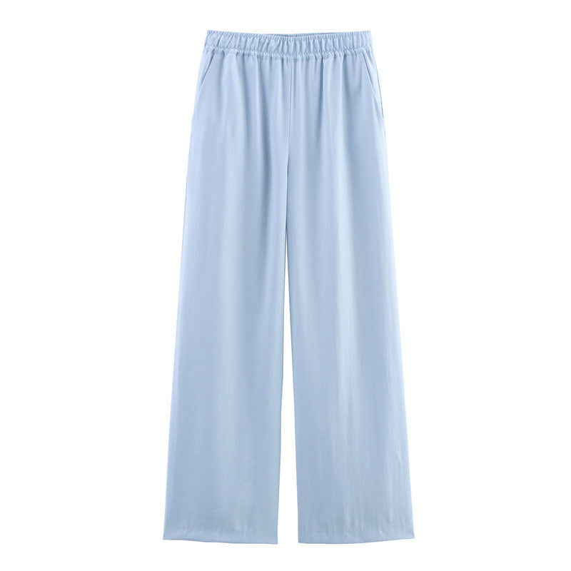Elastic Waist Comfortable Wide Leg Casual Trousers