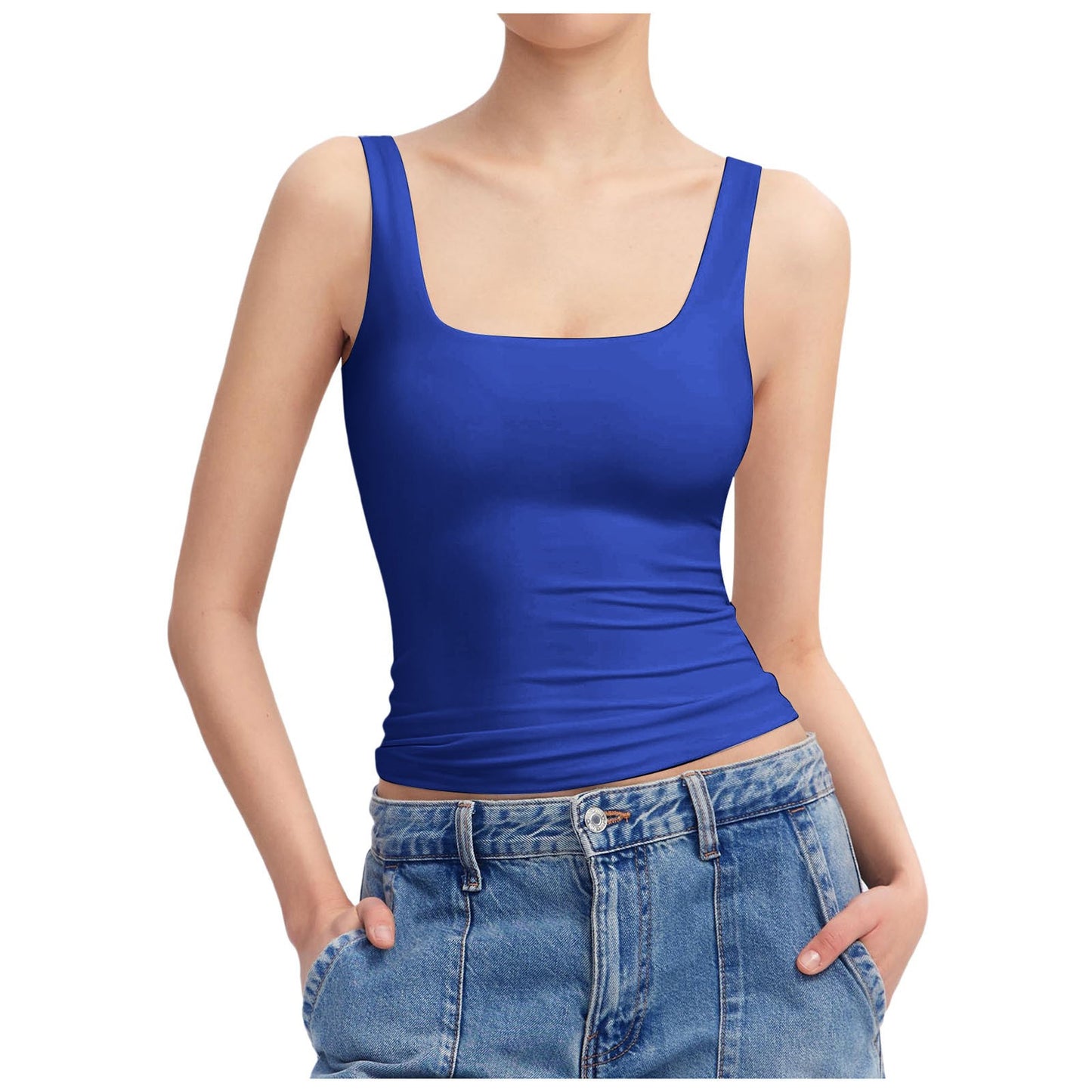 Summer Fashion Sleeveless Vest Square Collar Vest For Women