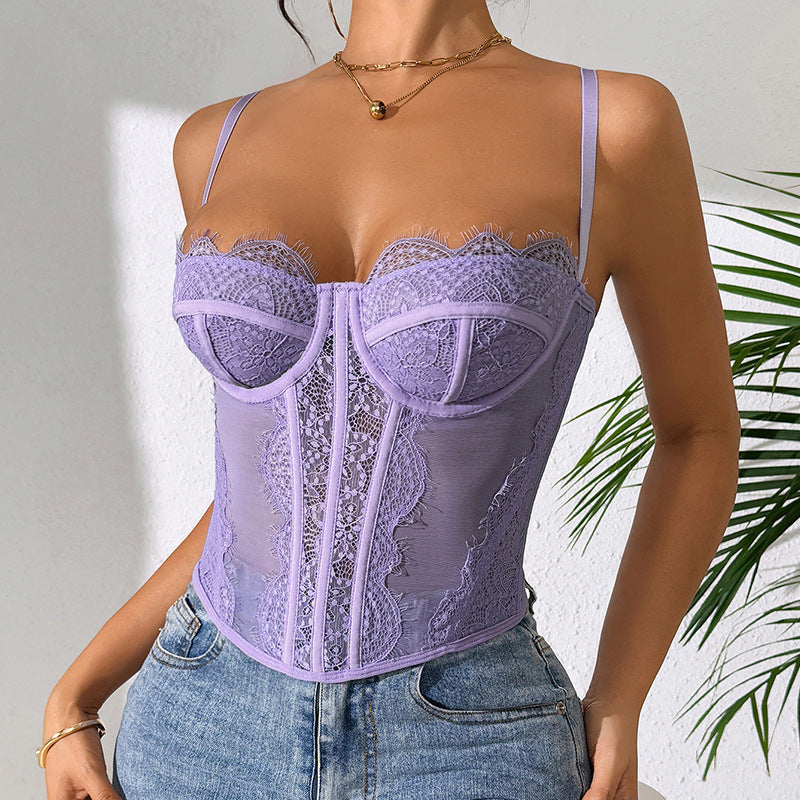Lace Purple Sexy See-through Camisole