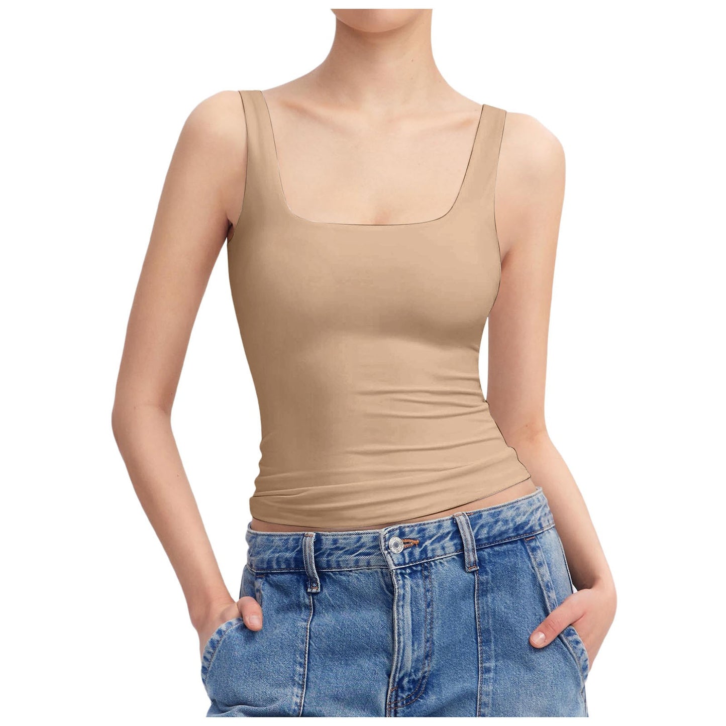 Summer Fashion Sleeveless Vest Square Collar Vest For Women