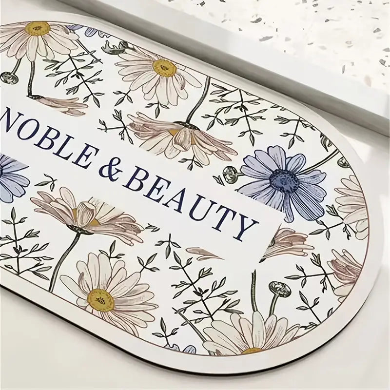 Decorative Non-Slip Floral Bath Mat for Home 15.75"x23.62"