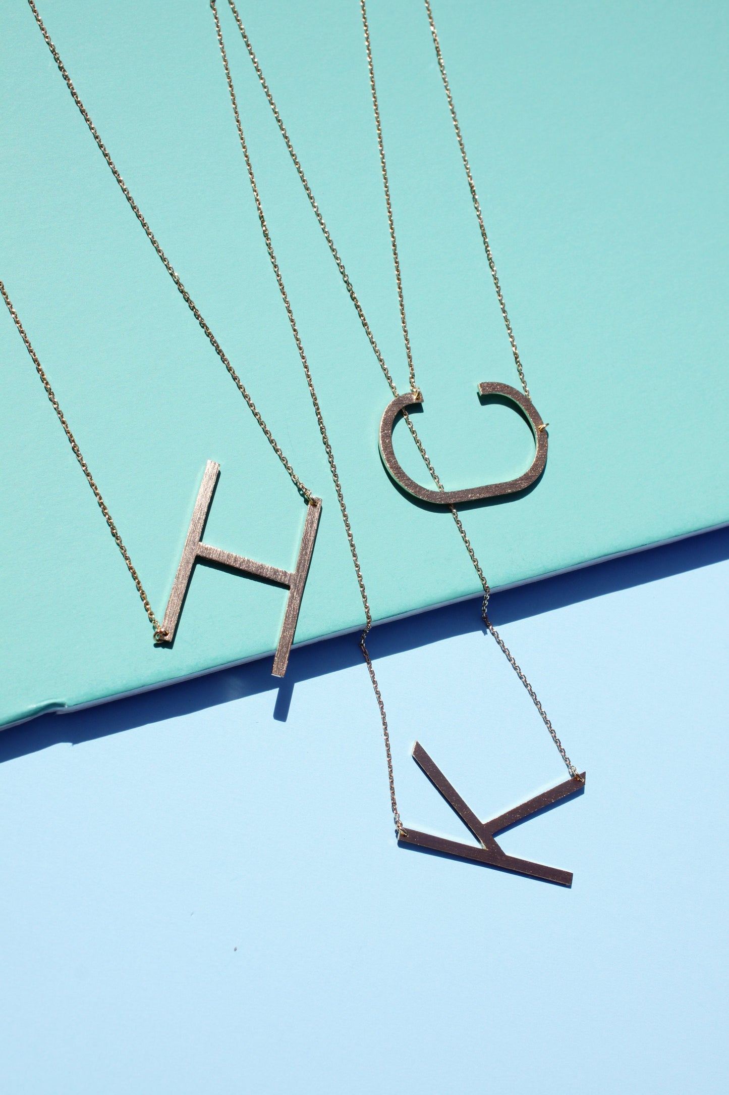 Gold initial necklace for women, Letter H C K necklace, initial pendant, personalized necklaces from Online Jewelry Boutique Ellison + Young