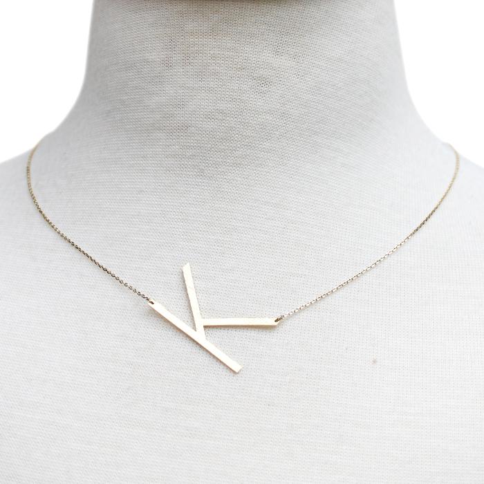 Gold initial necklace for women, Letter K necklace, initial pendant, personalized necklaces from Online Jewelry Boutique Ellison + Young