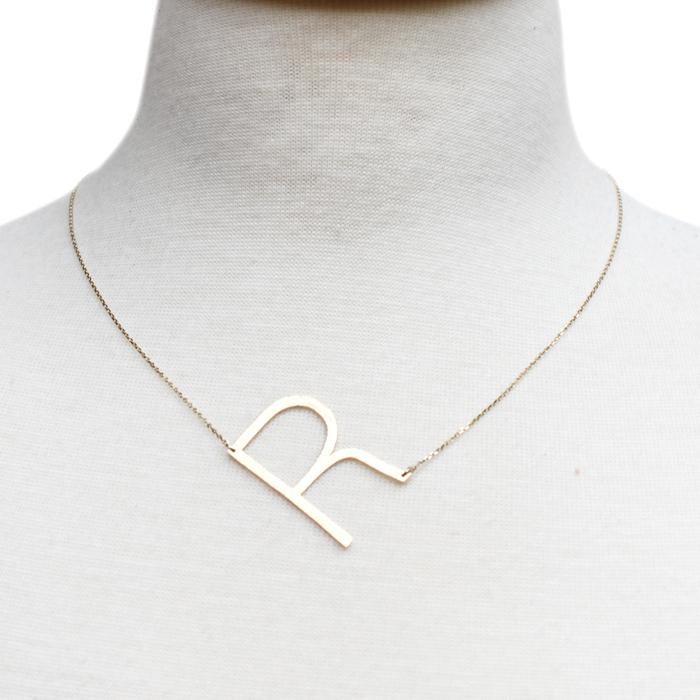 Gold initial necklace for women, Letter R necklace, initial pendant, personalized necklaces from Online Jewelry Boutique Ellison + Young
