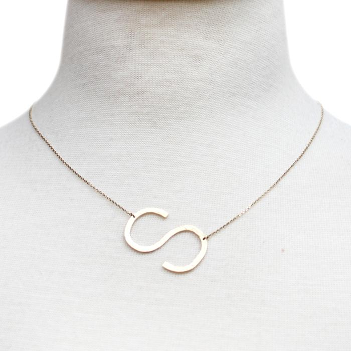 Gold initial necklace for women, Letter S necklace, initial pendant, personalized necklaces from Online Jewelry Boutique Ellison + Young