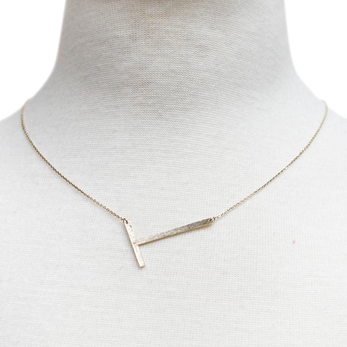Gold initial necklace for women, Letter T necklace, initial pendant, personalized necklaces from Online Jewelry Boutique Ellison + Young